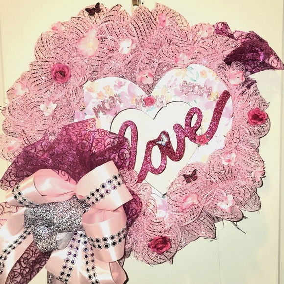 Mothers Day Wreath Deco Mesh Floral Burthday - Picture 5 of 5